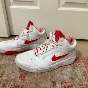 Red and White High-Top Nike Air